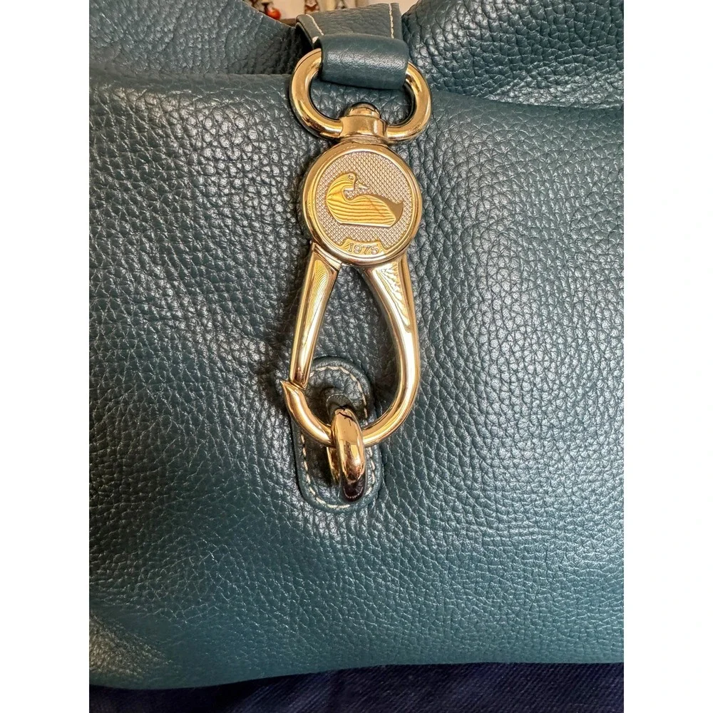 Dooney & Bourke Pebbled Leather Hobo Bag Teal Blue Duck Clasp NWOT